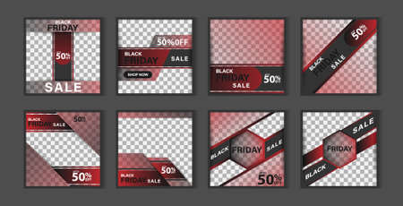 black friday social media post banner collection. modern layout design for events, promotions, digital marketing. vector illustrationのイラスト素材
