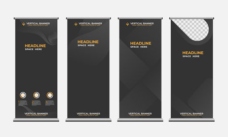 dark color vertical banner collection. minimalistic background design.のイラスト素材