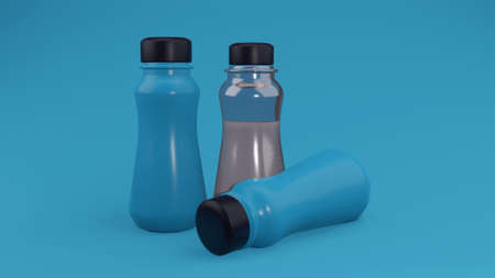 plain plastic bottle packaging. 3d renderingの写真素材