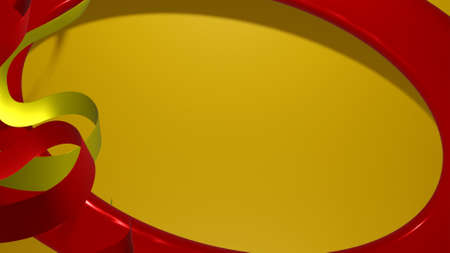 yellow background with circular red frame. 3dの写真素材