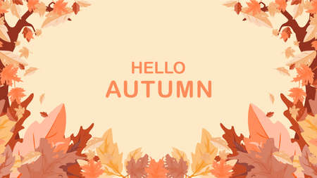 autumn leaves frame cover. seasonal thanksgiving background. vector illustrationのイラスト素材