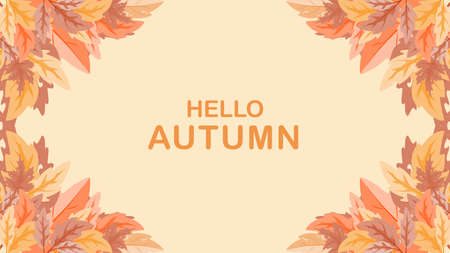 autumn leaves frame cover. seasonal thanksgiving backgroundのイラスト素材