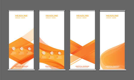 roll up standard size banners. standing banner template design collectionのイラスト素材