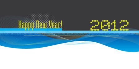 Blue flow shapes and lines with Happy New Year 2012 textのイラスト素材