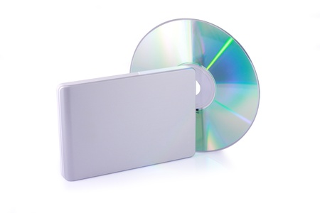 External hard disk and dvd isolated on white background  Including clipping path の写真素材
