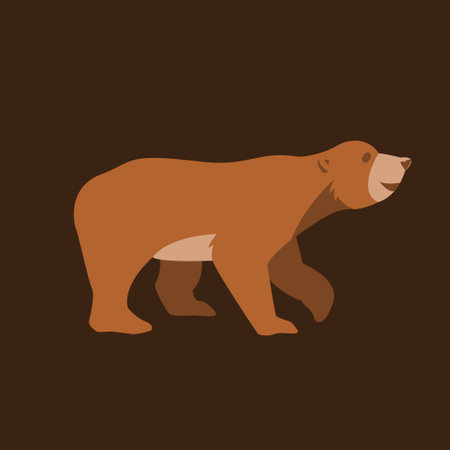 Brown bear isolated on brown background. Vector illustration in flat style.のイラスト素材
