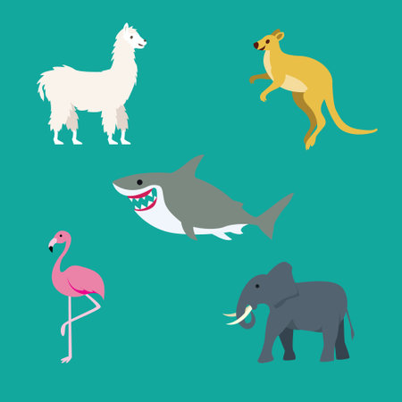 Set of animal icons in flat style. Vector illustration for design.のイラスト素材