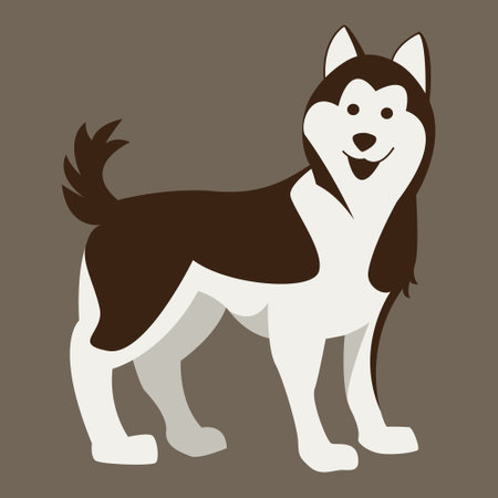 Siberian husky dog silhouette isolated on brown background. Vector illustrationのイラスト素材