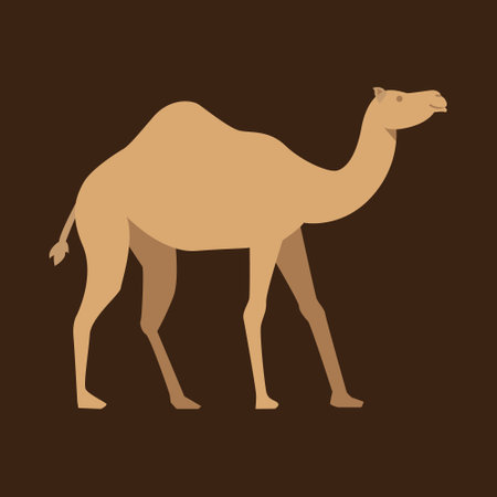 Camel icon in flat style. Camel vector illustration on brown background.のイラスト素材