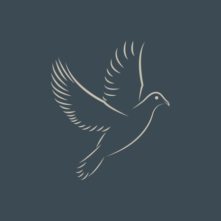 Dove of peace isolated on a dark background. Vector illustration.のイラスト素材