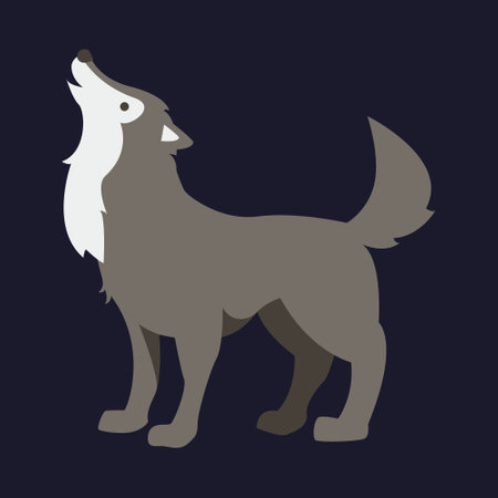 Wolf icon in flat style isolated on dark background. Vector illustration.のイラスト素材