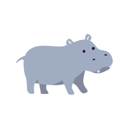 Hippopotamus, wild animal cartoon vector Illustration on a white backgroundのイラスト素材