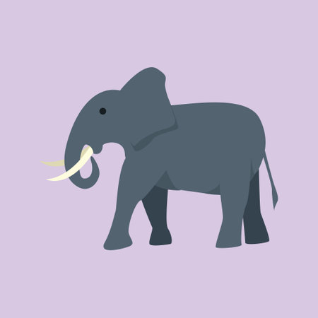 Elephant icon. Vector illustration of an elephant isolated on a violet background.のイラスト素材
