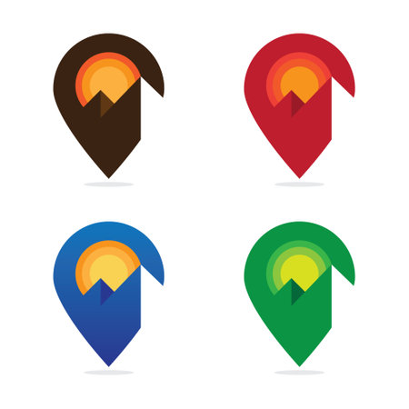 Set of Map Pointer Icons. Location Icon. Vector Illustrationのイラスト素材