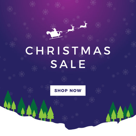 Christmas sale banner with Santa Claus and reindeer. Vector illustrationのイラスト素材