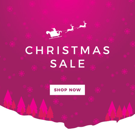 Christmas sale banner with santa claus and reindeer.のイラスト素材
