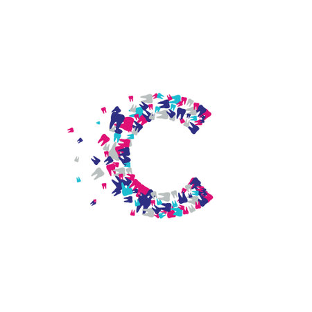 Letter C  with confetti. Vector design template elements for your application or corporate identity.のイラスト素材