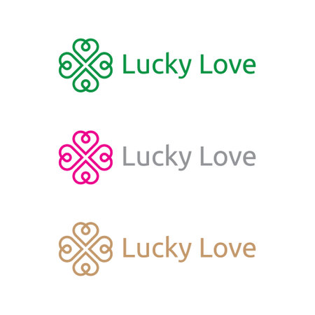 Lucky love lettering. Handwritten text with hearts. Vector illustration.のイラスト素材