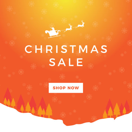 Christmas sale banner with Santa Claus and reindeer. Vector illustration.のイラスト素材