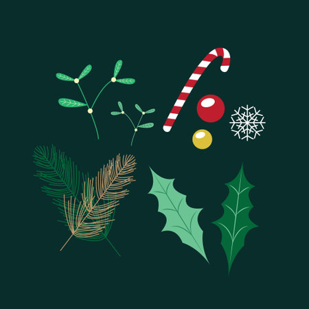 Christmas elements set. Vector illustration in flat style. Christmas design elements.のイラスト素材