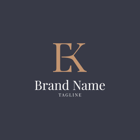 Initial Letter EK Logo Template Design Vector, E Letter Logo Templateのイラスト素材