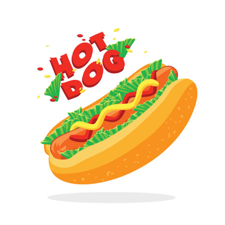 Hot dog icon. Fast food. Vector illustration in flat style.のイラスト素材