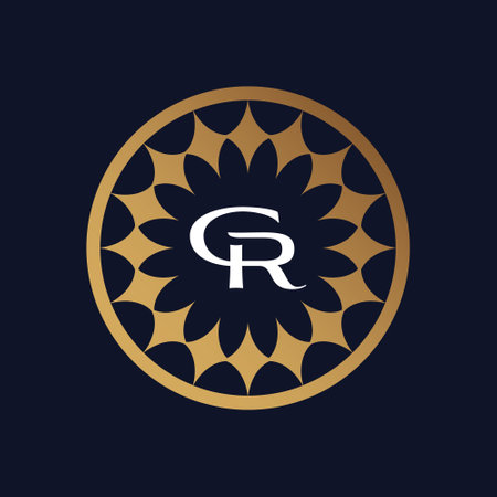 Initial Letter R Logo Template Vector Design. Abstract Circular Geometric Ornamentのイラスト素材