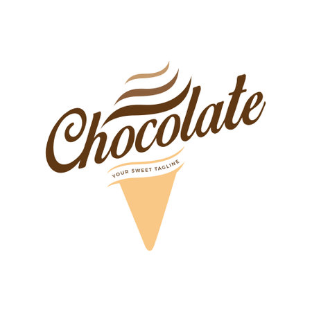 Chocolate ice cream logo template. Ice cream cone vector illustration.のイラスト素材