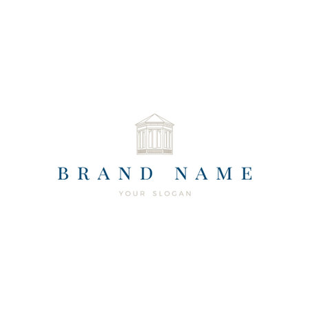 Vector logo design template of a classical greek temple in minimal style.のイラスト素材