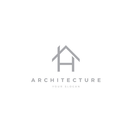 architecture house letter logo vector icon illustration design isolated on white backgroundのイラスト素材