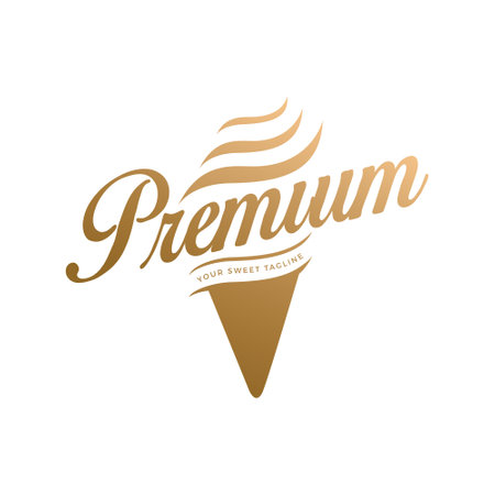 Premium logo design template. Ice cream cone icon. Vector illustration.のイラスト素材