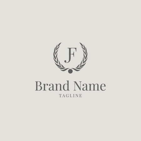 Initial Letter J with Laurel Wreath Logo Template vector icon illustration designのイラスト素材