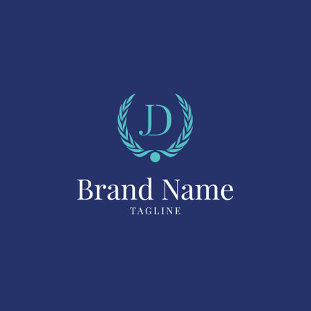 Letter D with laurel wreath logo design template. Vector illustration.のイラスト素材