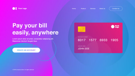 Pay by click, credit card. Landing page template. Vector illustrationのイラスト素材