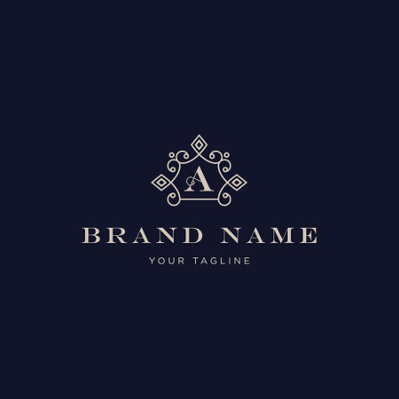 Luxury letter A logo template vector icon illustration design. Royal logo templateのイラスト素材