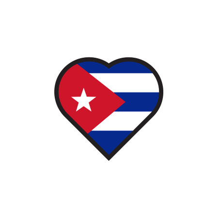 Cuba flag, official colors and proportion correctly. National Cuba flag in heart shape.のイラスト素材