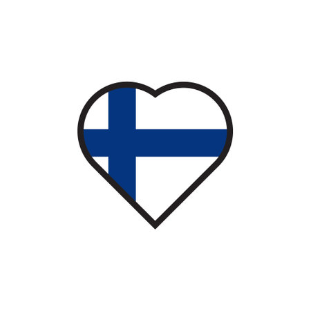Finland flag, heart shape icon in flat style isolated on white backgroundのイラスト素材