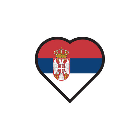 Serbia flag, official colors and proportion correctly. National Serbia flag. Heart shape. Vector illustration.のイラスト素材
