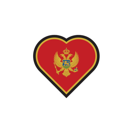 Montenegro flag, official colors and proportion correctly. National Montenegro flag. Heart icon. Vector illustration.のイラスト素材