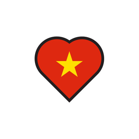 Vietnam flag heart icon in flat style. Vietnam vector illustration on white isolated background. Vietnam country business concept.のイラスト素材