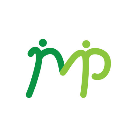 Letter M people logo icon design template elements. Social media sign.のイラスト素材