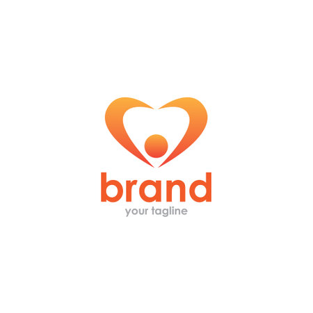 Abstract vector logo design template. Businessman and heart shape logo design.のイラスト素材