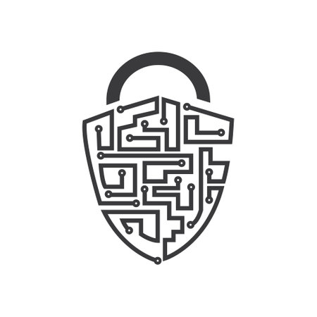 Cyber security lock icon on white background. Vector Illustration.のイラスト素材