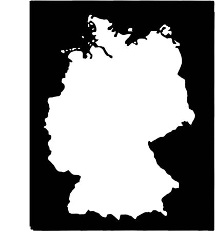 Germany map black vector illustration of the country and its islandsAn illustrated map silhouetteのイラスト素材
