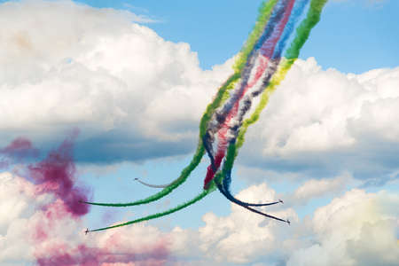Russia, Zhukovsky, July 23, 2017: International Aviation and Space Salon MAKS-2017, fighter flights....