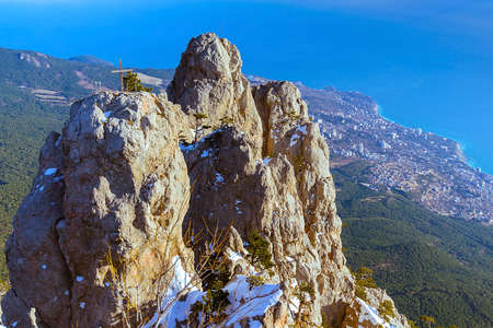 Mountain Ai-Petri in the city of Crimea, Russia. The skyline, the skyline, the skyline, the skyline, the skyline, the skyline, the skylineの写真素材