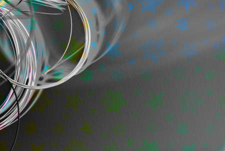 Black and gray background with stars and neon bright semicircles from the fishing line and shadow...