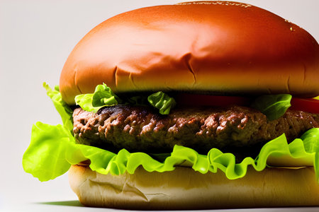 Big hamburger on white background. close-up. isolated. - AI Generatedの素材