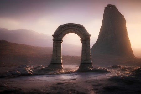 Fantasy alien planet. - AI Generated illustration of a fantasy alien planet.の素材