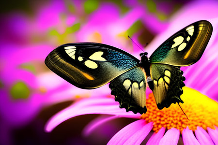 Butterfly on daisy flower. Beautiful butterfly on flower. - AI Generatedの素材